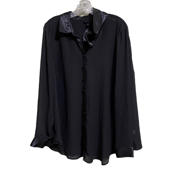 🆕 NEW TORRID 1x TUNIC BLOUSE - CHIFFON BLACK - Picture 3 of 6